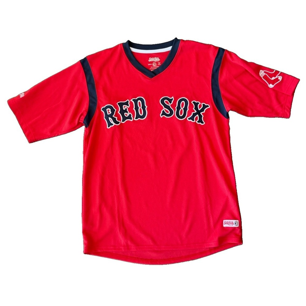 Boston Red Sox Stitches Mesh Baseball Jersey Shirt Red Men's Medium MLB